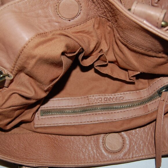 ❤️GERARD DAREL Soft Lamb Leather Gold Metal Hobo Purse Shoulder Bag - Picture 12 of 12